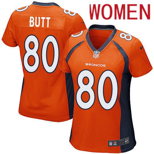 Women Denver Broncos 80 Jake Butt Nike Orange Game Player NFL Jersey